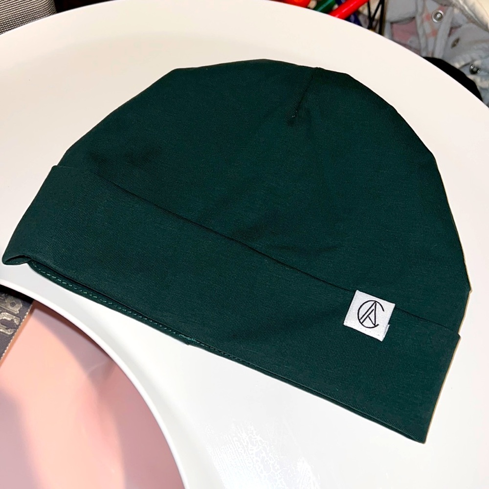 Emerald color and Satin Jersey Beanie